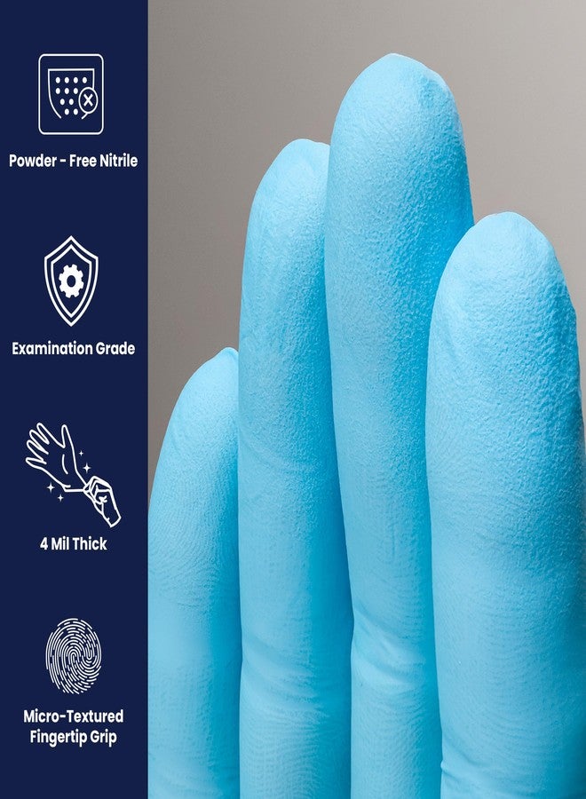 Adenna Miracle 4 mil Powder-Free Nitrile Exam Gloves, Medical Grade, Blue, Medium, Box of 200 - Image 2